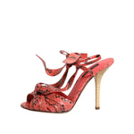 Dolce & Gabbana Coral Python Leather Heels Sandals Shoes LA11513-36