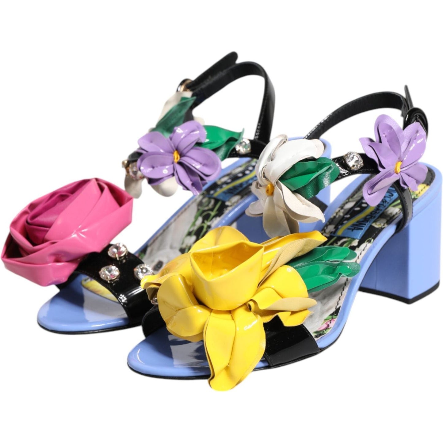 Dolce & Gabbana Multicolor Floral Crystal KEIRA Sandals Shoes LA12751-35.5
