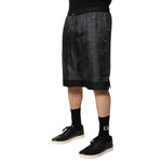 Dolce & Gabbana Gray Black Silk DG Logo Men Bermuda Shorts PAN76650-48