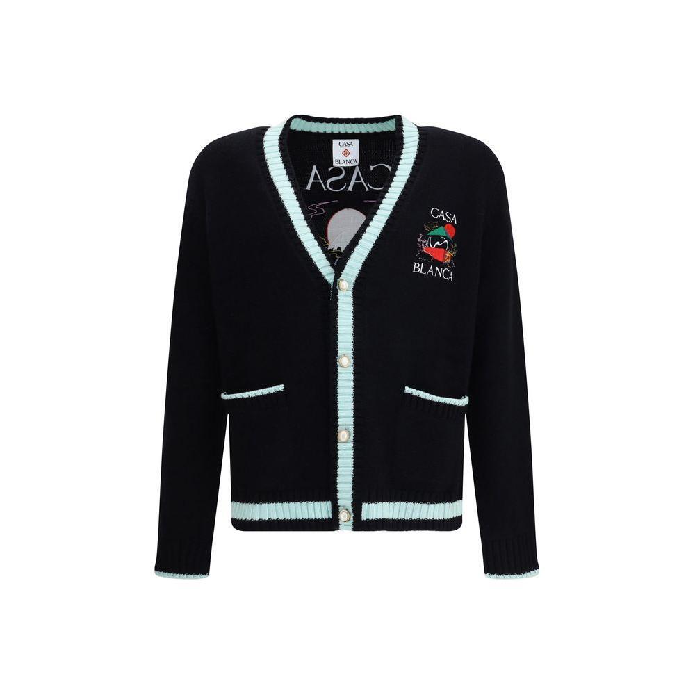 Casablanca Merino Wool embroidered Cardigan CA-MPF25KW100101STACKEDCAS-L