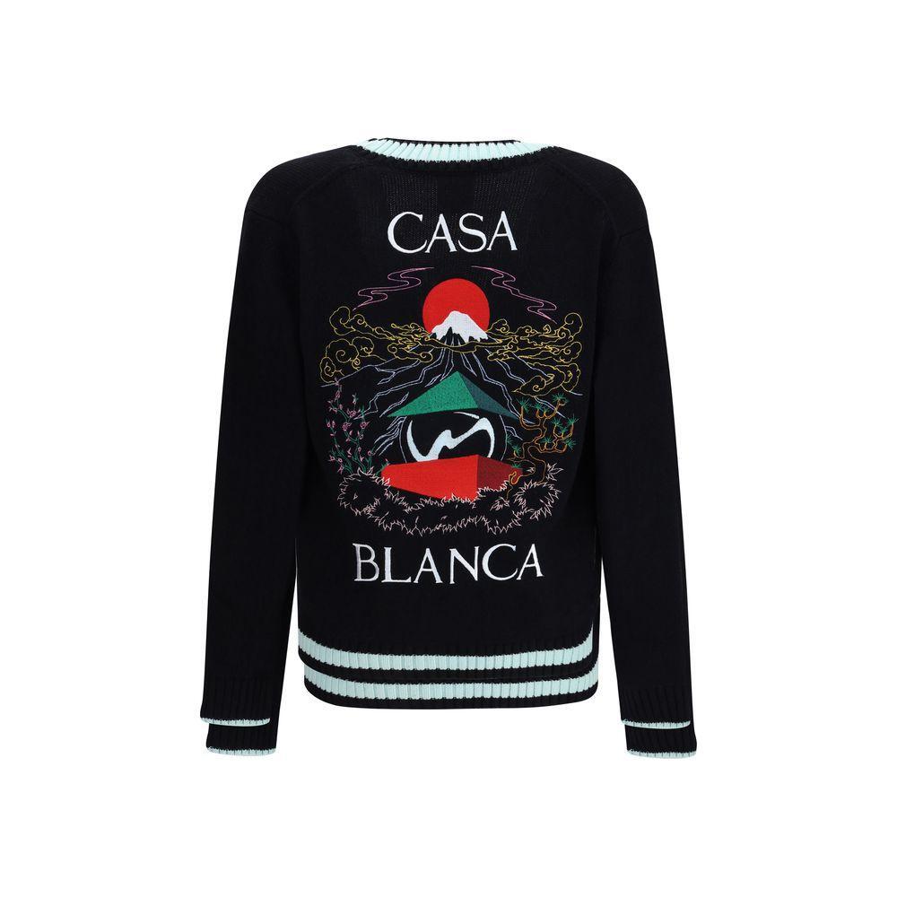 Casablanca Merino Wool embroidered Cardigan CA-MPF25KW100101STACKEDCAS-L