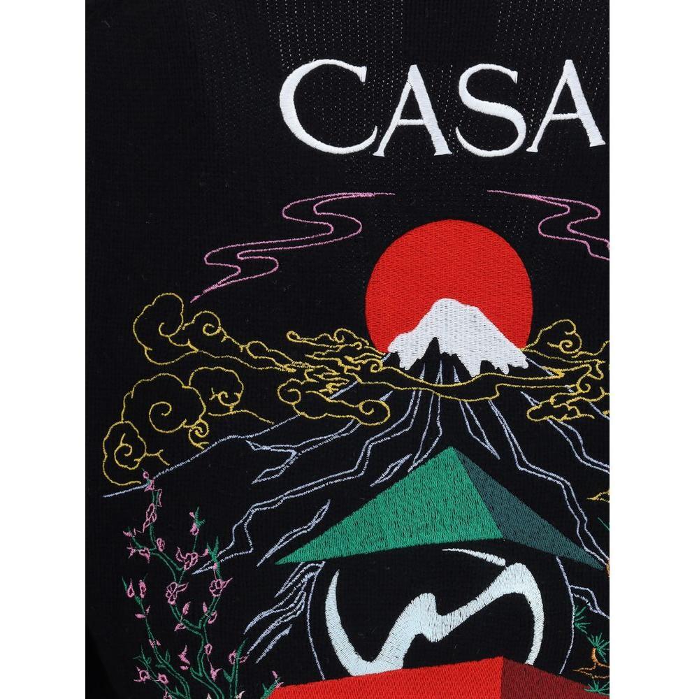Casablanca Merino Wool embroidered Cardigan CA-MPF25KW100101STACKEDCAS-L