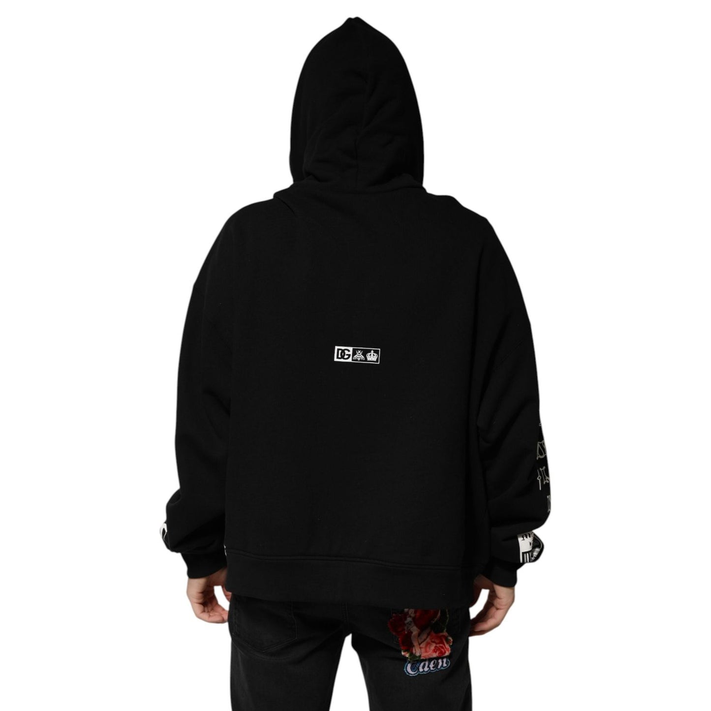 Dolce & Gabbana Black Cotton DG Milano Logo Print Hoodie Sweater TSH91266-XL