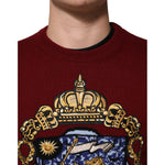 Dolce & Gabbana Burgundy Cashmere Lion Crest Pullover Sweater TSH91268-50