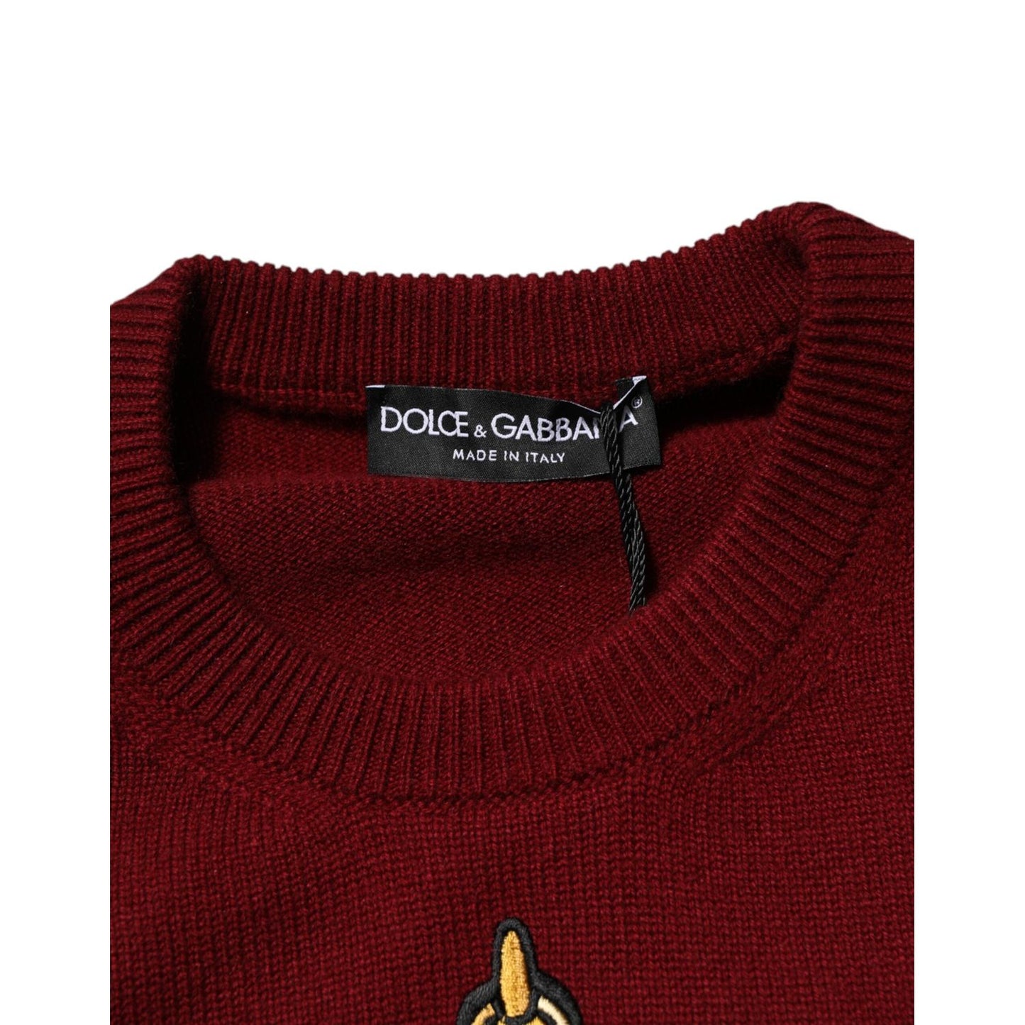 Dolce & Gabbana Burgundy Cashmere Lion Crest Pullover Sweater TSH91268-50