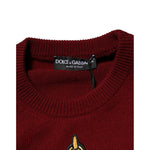 Dolce & Gabbana Burgundy Cashmere Lion Crest Pullover Sweater TSH91268-50