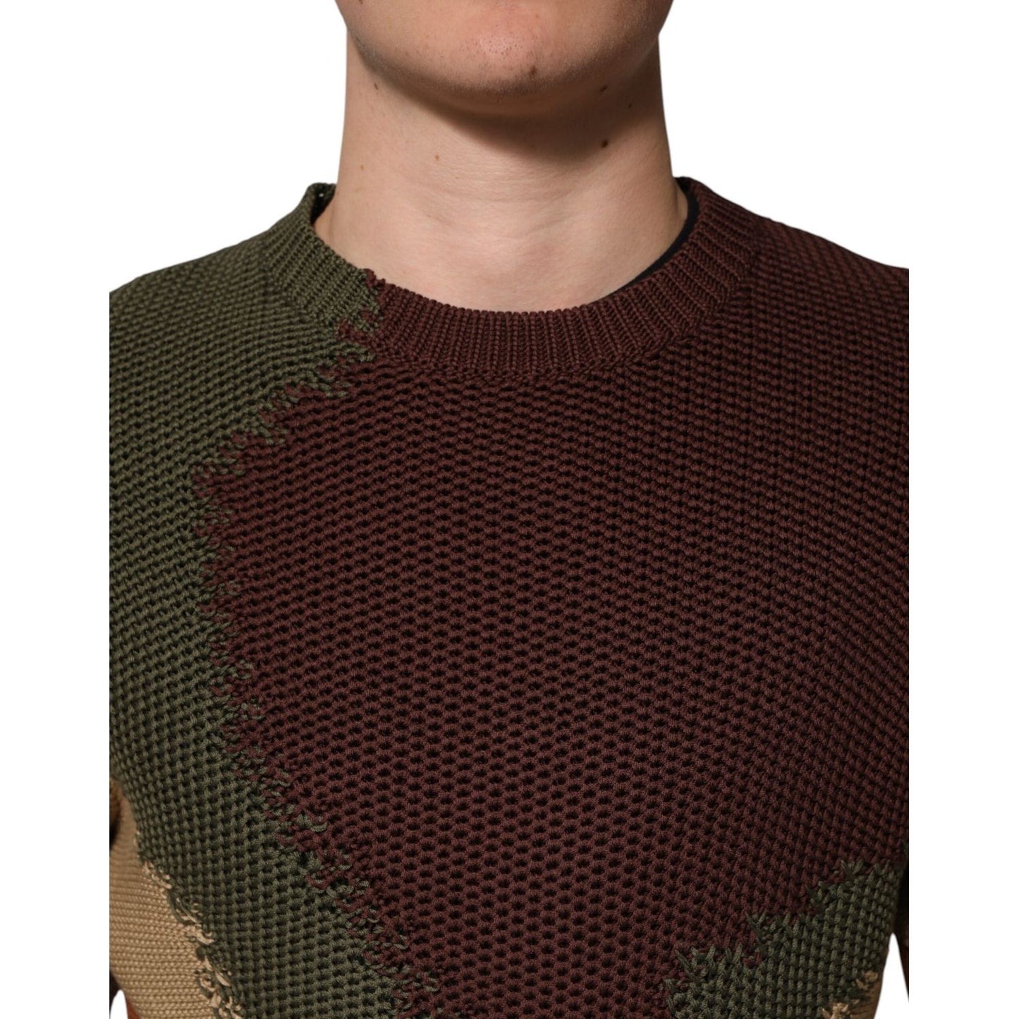 Dolce & Gabbana Multicolor Cotton Abstract Men Pullover Sweater TSH90787-S