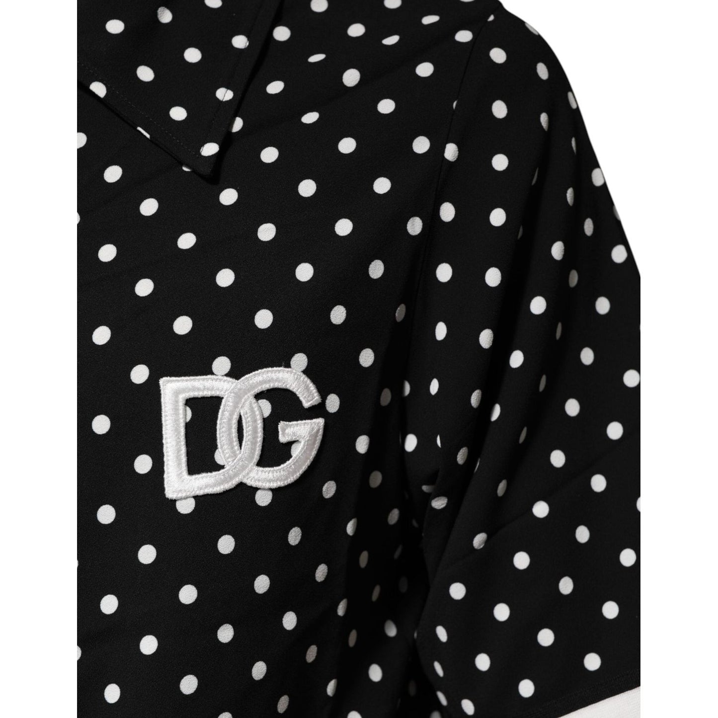 Dolce & Gabbana Black Polka Dot Short Sleeves Collared Polo T-shirt TSH90581-S