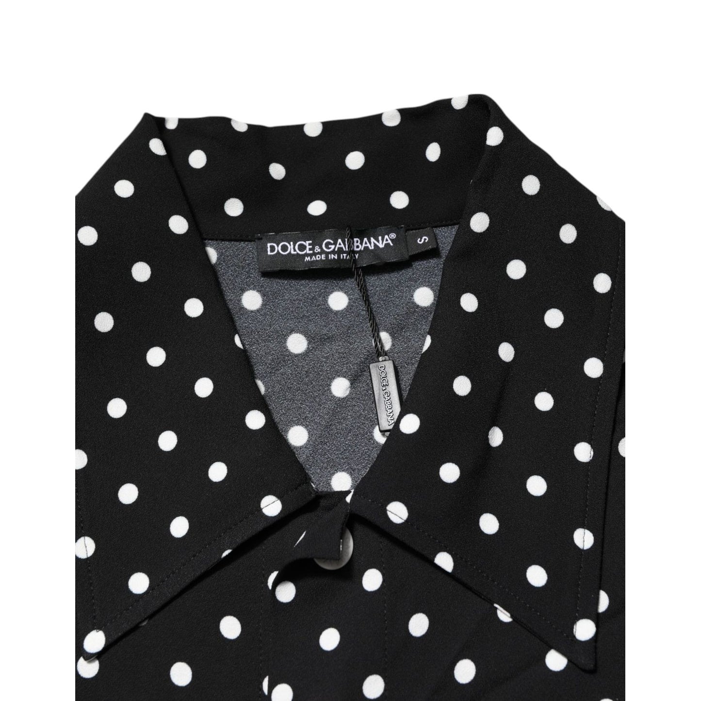 Dolce & Gabbana Black Polka Dot Short Sleeves Collared Polo T-shirt TSH90581-S