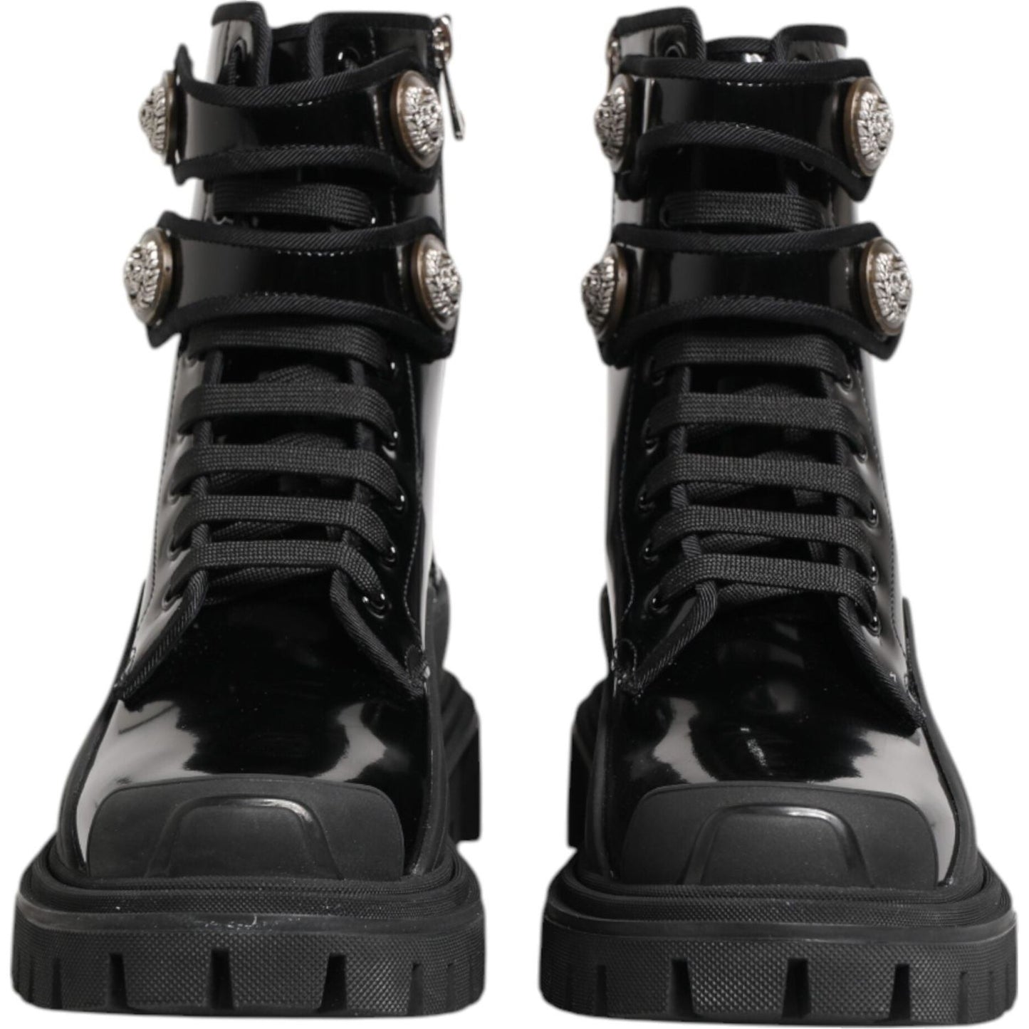Dolce & Gabbana Black Leather DG Logo Combat Ankle Boots Shoes 1728,67345645728,Black,Boots - Women - Shoes,Dolce & Gabbana,EU38/US7.5,Material: 29% Viscose 71% Calf Leather,New with tags,Shoes,Women,Women - Shoes LA12768-38