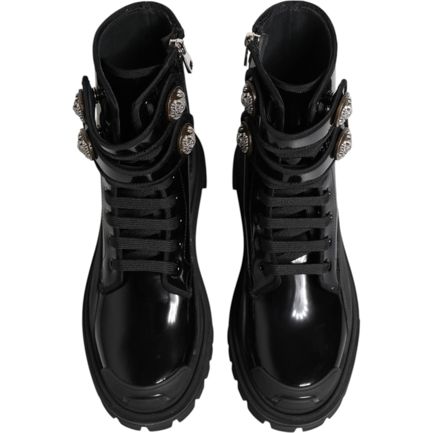 Dolce & Gabbana Black Leather DG Logo Combat Ankle Boots Shoes 1728,67345645728,Black,Boots - Women - Shoes,Dolce & Gabbana,EU38/US7.5,Material: 29% Viscose 71% Calf Leather,New with tags,Shoes,Women,Women - Shoes LA12768-38