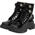 Dolce & Gabbana Black Leather DG Logo Combat Ankle Boots Shoes 1728,67345645728,Black,Boots - Women - Shoes,Dolce & Gabbana,EU38/US7.5,Material: 29% Viscose 71% Calf Leather,New with tags,Shoes,Women,Women - Shoes LA12768-38