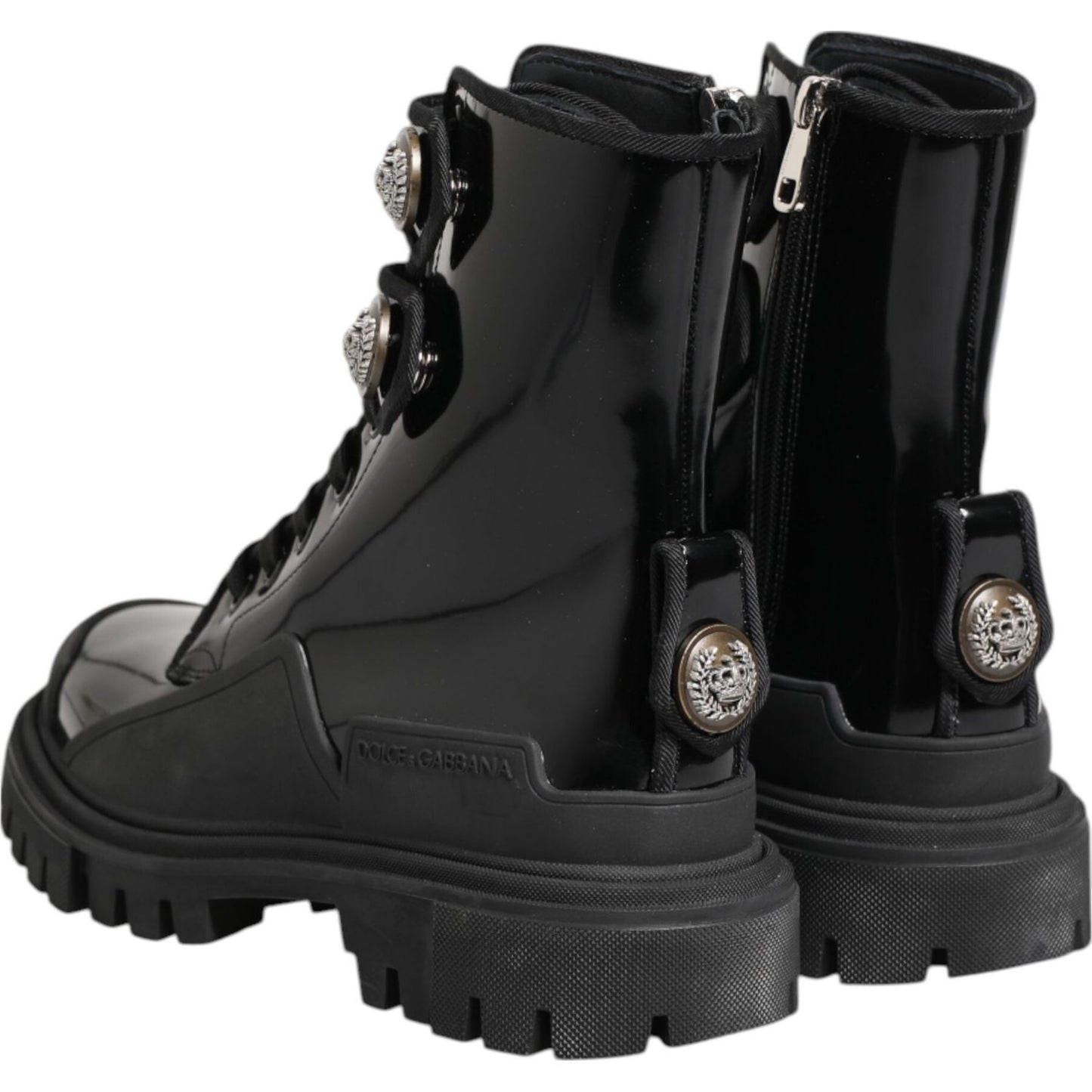 Dolce & Gabbana Black Leather DG Logo Combat Ankle Boots Shoes 1728,67345645728,Black,Boots - Women - Shoes,Dolce & Gabbana,EU38/US7.5,Material: 29% Viscose 71% Calf Leather,New with tags,Shoes,Women,Women - Shoes LA12768-38