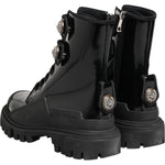 Dolce & Gabbana Black Leather DG Logo Combat Ankle Boots Shoes 1728,67345645728,Black,Boots - Women - Shoes,Dolce & Gabbana,EU38/US7.5,Material: 29% Viscose 71% Calf Leather,New with tags,Shoes,Women,Women - Shoes LA12768-38