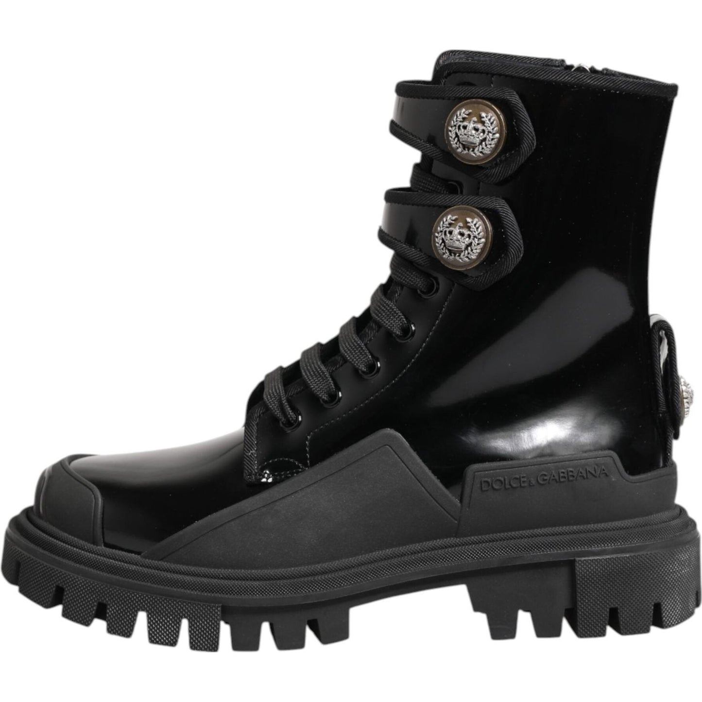 Dolce & Gabbana Black Leather DG Logo Combat Ankle Boots Shoes 1728,67345645728,Black,Boots - Women - Shoes,Dolce & Gabbana,EU38/US7.5,Material: 29% Viscose 71% Calf Leather,New with tags,Shoes,Women,Women - Shoes LA12768-38