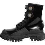 Dolce & Gabbana Black Leather DG Logo Combat Ankle Boots Shoes 1728,67345645728,Black,Boots - Women - Shoes,Dolce & Gabbana,EU38/US7.5,Material: 29% Viscose 71% Calf Leather,New with tags,Shoes,Women,Women - Shoes LA12768-38