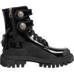 Dolce & Gabbana Black Leather DG Logo Combat Ankle Boots Shoes 1728,67345645728,Black,Boots - Women - Shoes,Dolce & Gabbana,EU38/US7.5,Material: 29% Viscose 71% Calf Leather,New with tags,Shoes,Women,Women - Shoes LA12768-38