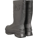 Dolce & Gabbana Black Argento Pull On Rain Boots Shoes LA12770-41