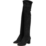 Dolce & Gabbana Black Suede Leather Knee High Boots Shoes LA12865-35.5