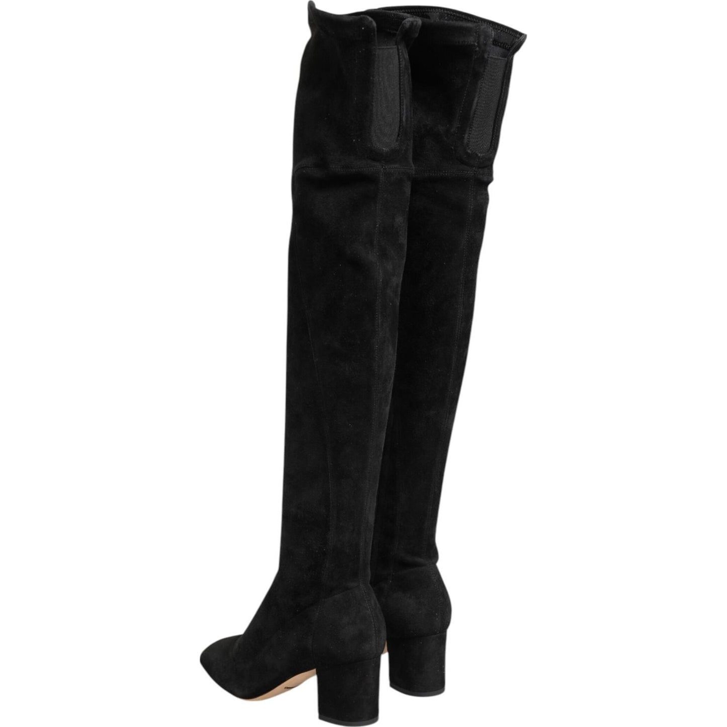 Dolce & Gabbana Black Suede Leather Knee High Boots Shoes LA12865-35.5