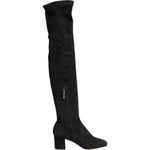 Dolce & Gabbana Black Suede Leather Knee High Boots Shoes LA12865-35.5
