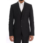 Dolce & Gabbana Gray Patterned Wool 3 Piece Slim Suit KOS1065-54