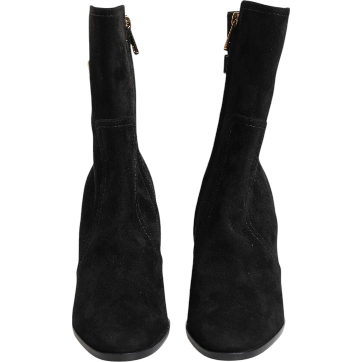 Dolce & Gabbana Black Suede Leather Mid Calf Boots Shoes 1728,67345645728,Black,Boots - Women - Shoes,Dolce & Gabbana,EU37/US6.5,Material: 10% Elastane 25% Polyester 31% Viscose 34% Calf,New with tags,Shoes,Women,Women - Shoes LA12868-37