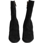 Dolce & Gabbana Black Suede Leather Mid Calf Boots Shoes 1728,67345645728,Black,Boots - Women - Shoes,Dolce & Gabbana,EU37/US6.5,Material: 10% Elastane 25% Polyester 31% Viscose 34% Calf,New with tags,Shoes,Women,Women - Shoes LA12868-37
