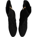 Dolce & Gabbana Black Suede Leather Mid Calf Boots Shoes 1728,67345645728,Black,Boots - Women - Shoes,Dolce & Gabbana,EU37/US6.5,Material: 10% Elastane 25% Polyester 31% Viscose 34% Calf,New with tags,Shoes,Women,Women - Shoes LA12868-37