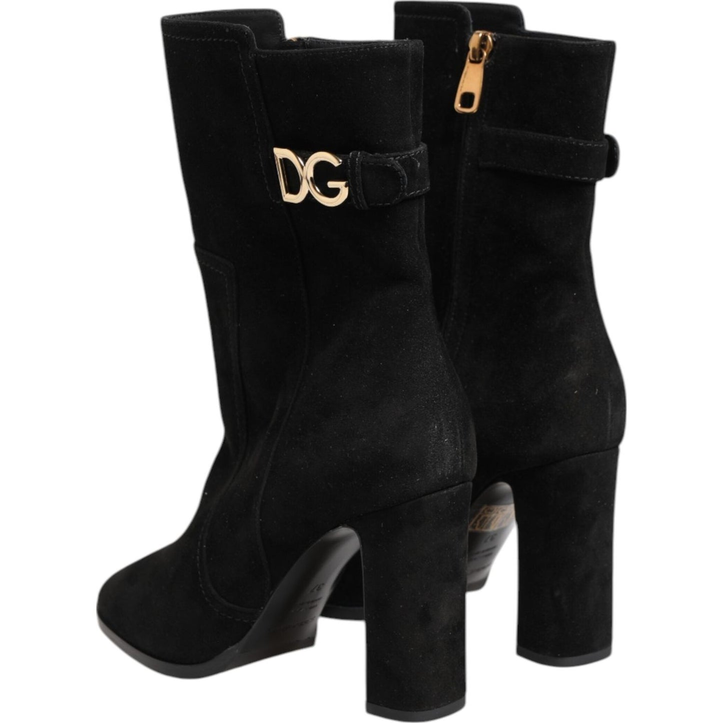 Dolce & Gabbana Black Suede Leather Mid Calf Boots Shoes 1728,67345645728,Black,Boots - Women - Shoes,Dolce & Gabbana,EU37/US6.5,Material: 10% Elastane 25% Polyester 31% Viscose 34% Calf,New with tags,Shoes,Women,Women - Shoes LA12868-37
