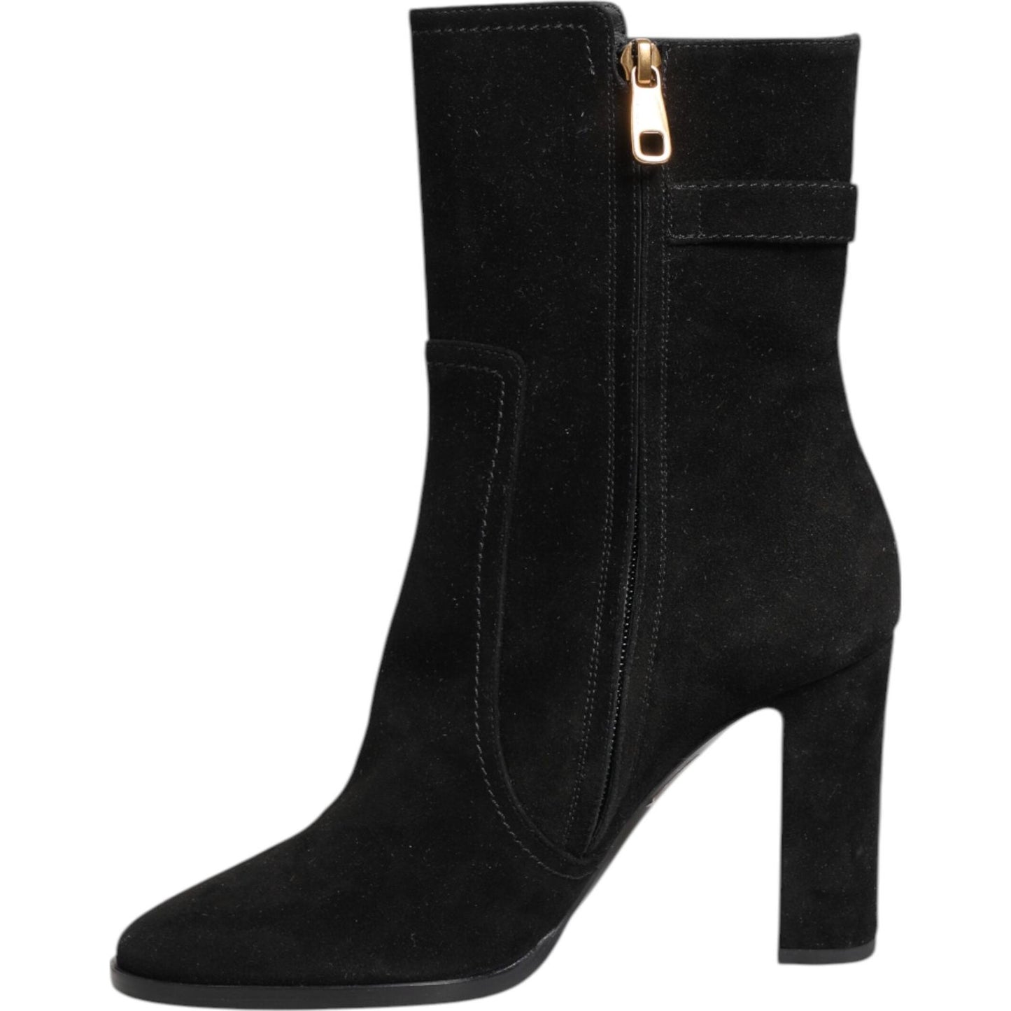 Dolce & Gabbana Black Suede Leather Mid Calf Boots Shoes 1728,67345645728,Black,Boots - Women - Shoes,Dolce & Gabbana,EU37/US6.5,Material: 10% Elastane 25% Polyester 31% Viscose 34% Calf,New with tags,Shoes,Women,Women - Shoes LA12868-37