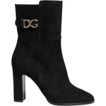 Dolce & Gabbana Black Suede Leather Mid Calf Boots Shoes 1728,67345645728,Black,Boots - Women - Shoes,Dolce & Gabbana,EU37/US6.5,Material: 10% Elastane 25% Polyester 31% Viscose 34% Calf,New with tags,Shoes,Women,Women - Shoes LA12868-37