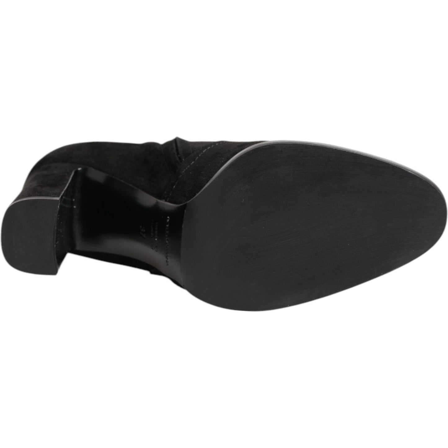 Dolce & Gabbana Black Suede Leather Mid Calf Boots Shoes 1728,67345645728,Black,Boots - Women - Shoes,Dolce & Gabbana,EU37/US6.5,Material: 10% Elastane 25% Polyester 31% Viscose 34% Calf,New with tags,Shoes,Women,Women - Shoes LA12868-37