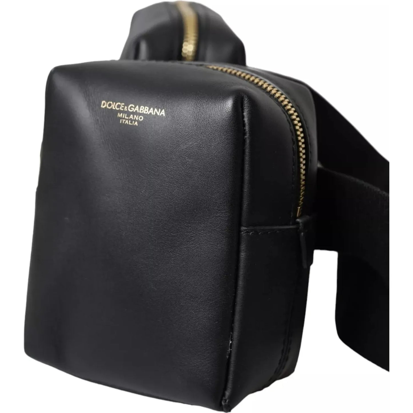 Dolce & Gabbana Black Calfskin Leather Double Waist Belt Fanny Pack Bag 1728,67345645728,Bags,Bags - Men - Bags,Black,Dolce & Gabbana,Material: 100% Calf Leather,Men,Men - Bags,Preowned / Defect BAG4670
