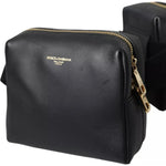Dolce & Gabbana Black Calfskin Leather Double Waist Belt Fanny Pack Bag 1728,67345645728,Bags,Bags - Men - Bags,Black,Dolce & Gabbana,Material: 100% Calf Leather,Men,Men - Bags,Preowned / Defect BAG4670