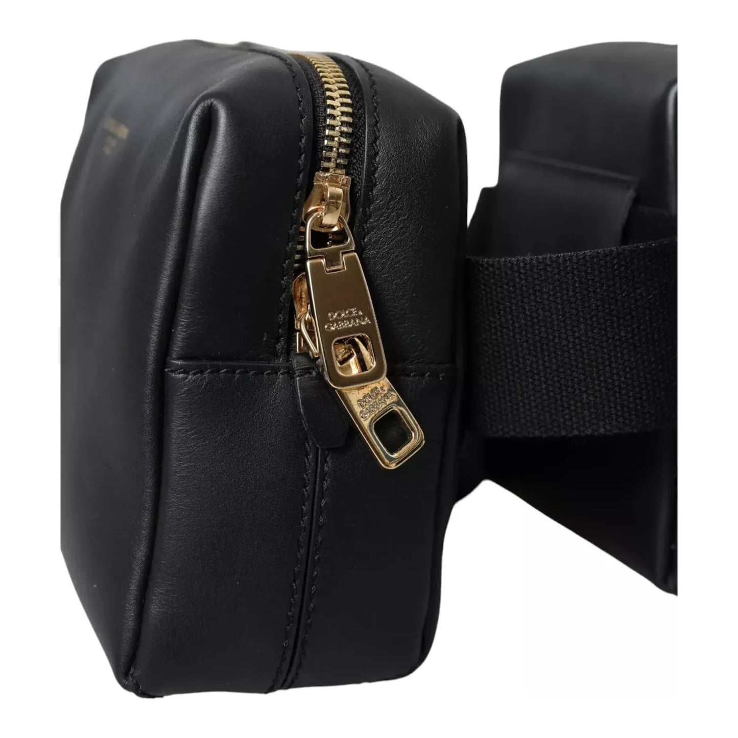Dolce & Gabbana Black Calfskin Leather Double Waist Belt Fanny Pack Bag 1728,67345645728,Bags,Bags - Men - Bags,Black,Dolce & Gabbana,Material: 100% Calf Leather,Men,Men - Bags,Preowned / Defect BAG4670