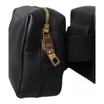 Dolce & Gabbana Black Calfskin Leather Double Waist Belt Fanny Pack Bag 1728,67345645728,Bags,Bags - Men - Bags,Black,Dolce & Gabbana,Material: 100% Calf Leather,Men,Men - Bags,Preowned / Defect BAG4670