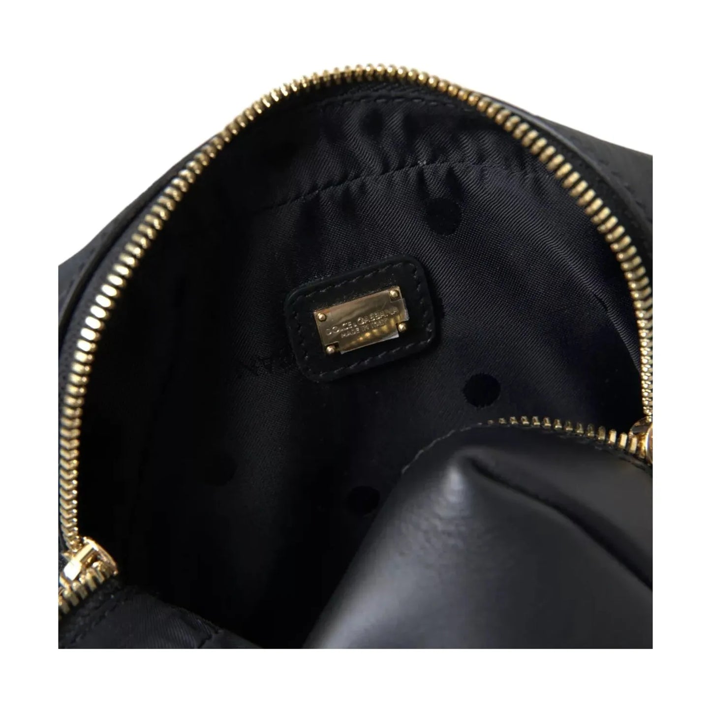 Dolce & Gabbana Black Calfskin Leather Double Waist Belt Fanny Pack Bag 1728,67345645728,Bags,Bags - Men - Bags,Black,Dolce & Gabbana,Material: 100% Calf Leather,Men,Men - Bags,Preowned / Defect BAG4670