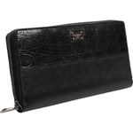 Dolce & Gabbana Black Leather DG Plaque Zip Around Continental Wallet 1728,67345645728,Bags,Black,Dolce & Gabbana,Material: 80% Calf Leather 20% Caiman,Men,Men - Bags,Preowned / Defect,Wallets - Men - Bags BAG4701