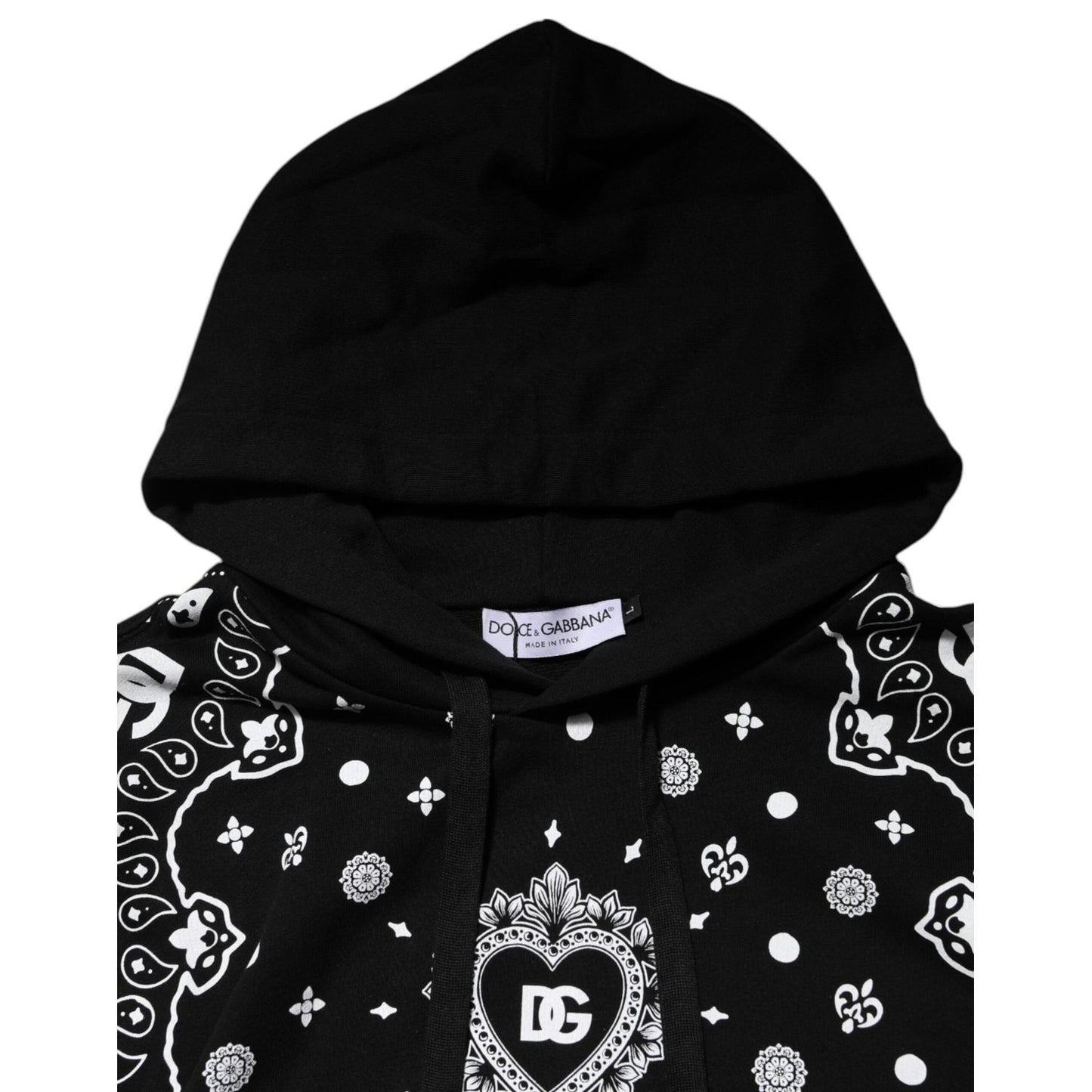Dolce & Gabbana Black Bandana Hooded Men Sweatshirt Sweater TSH90617-52