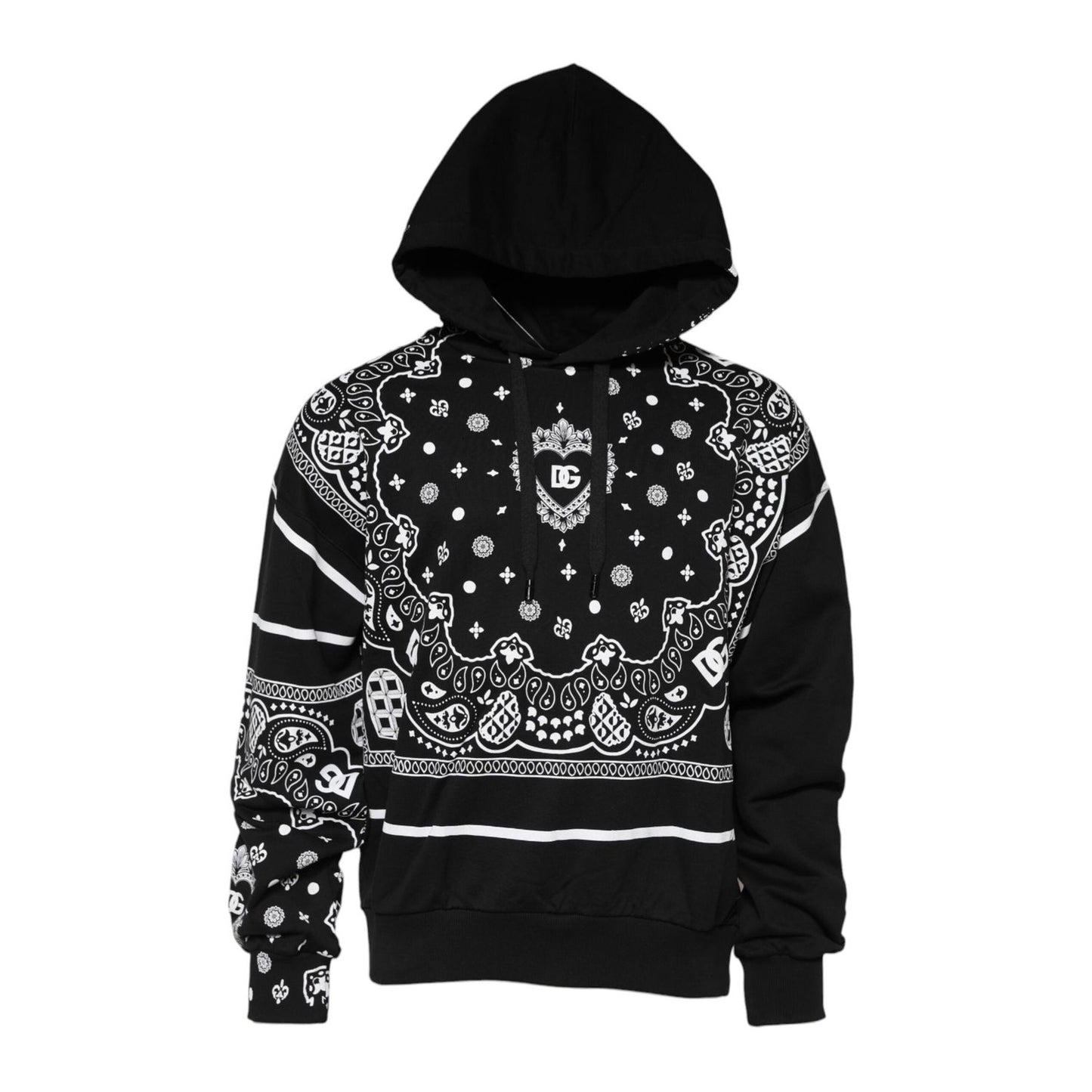 Dolce & Gabbana Black Bandana Hooded Men Sweatshirt Sweater TSH90750-50