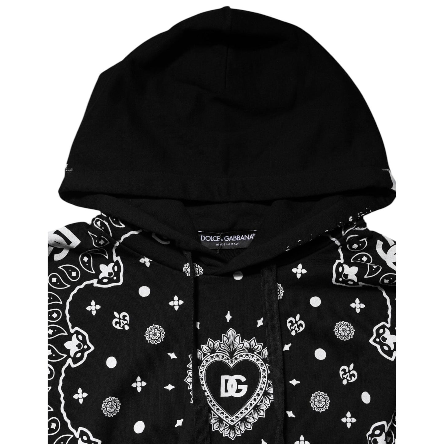 Dolce & Gabbana Black Bandana Hooded Men Sweatshirt Sweater TSH90750-50