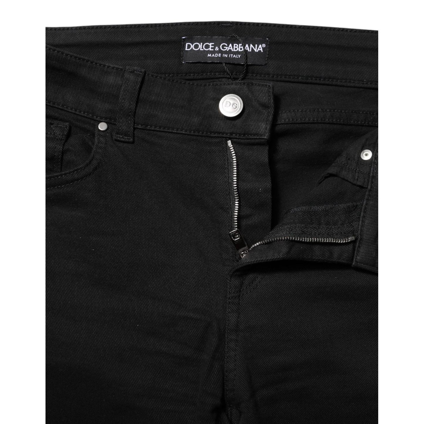 Dolce & Gabbana Black Cotton Skinny Mid Waist Denim Jeans PAN76549-36