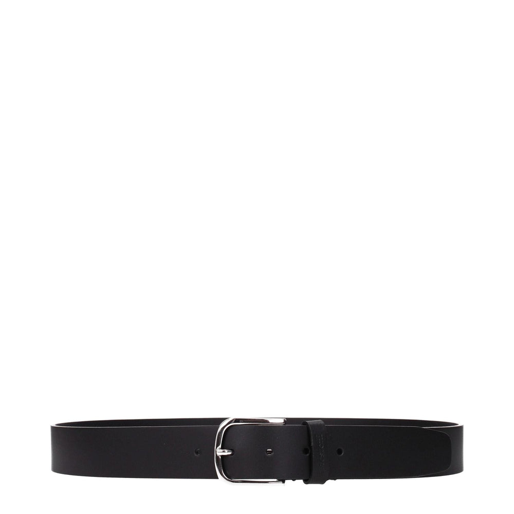 Testoni Black Leather Regular Belts TE-8547195027721-100 CM / 40 INCHES