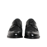 Dolce & Gabbana Black Leather Floral Lace Dress Formal Shoes LA12869-38
