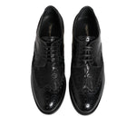 Dolce & Gabbana Black Leather Floral Lace Dress Formal Shoes LA12869-38
