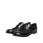 Dolce & Gabbana Black Leather Floral Lace Dress Formal Shoes LA12869-38