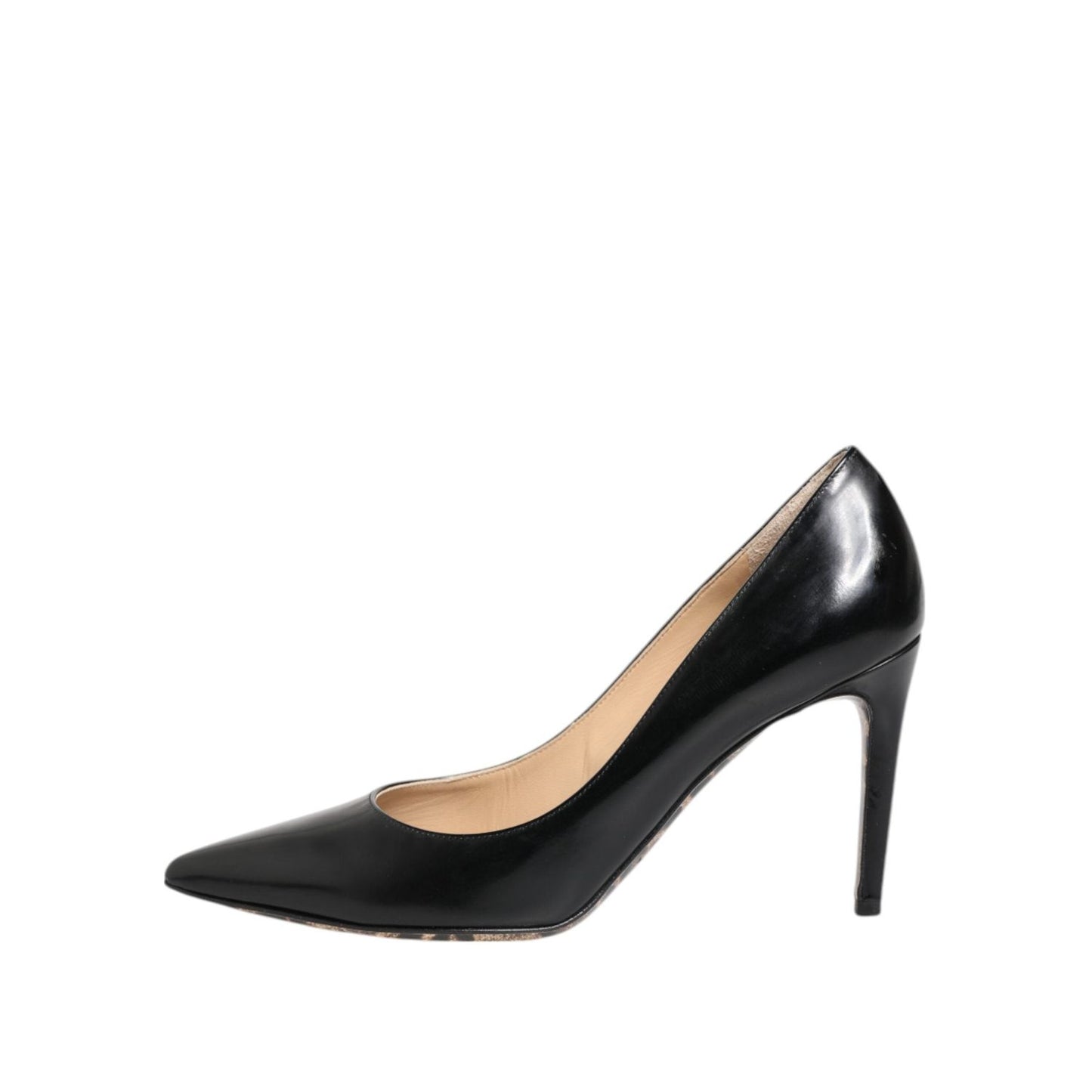 Dolce & Gabbana Black Calf Leather Stiletto Heels Pumps Shoes LA12788-37.5