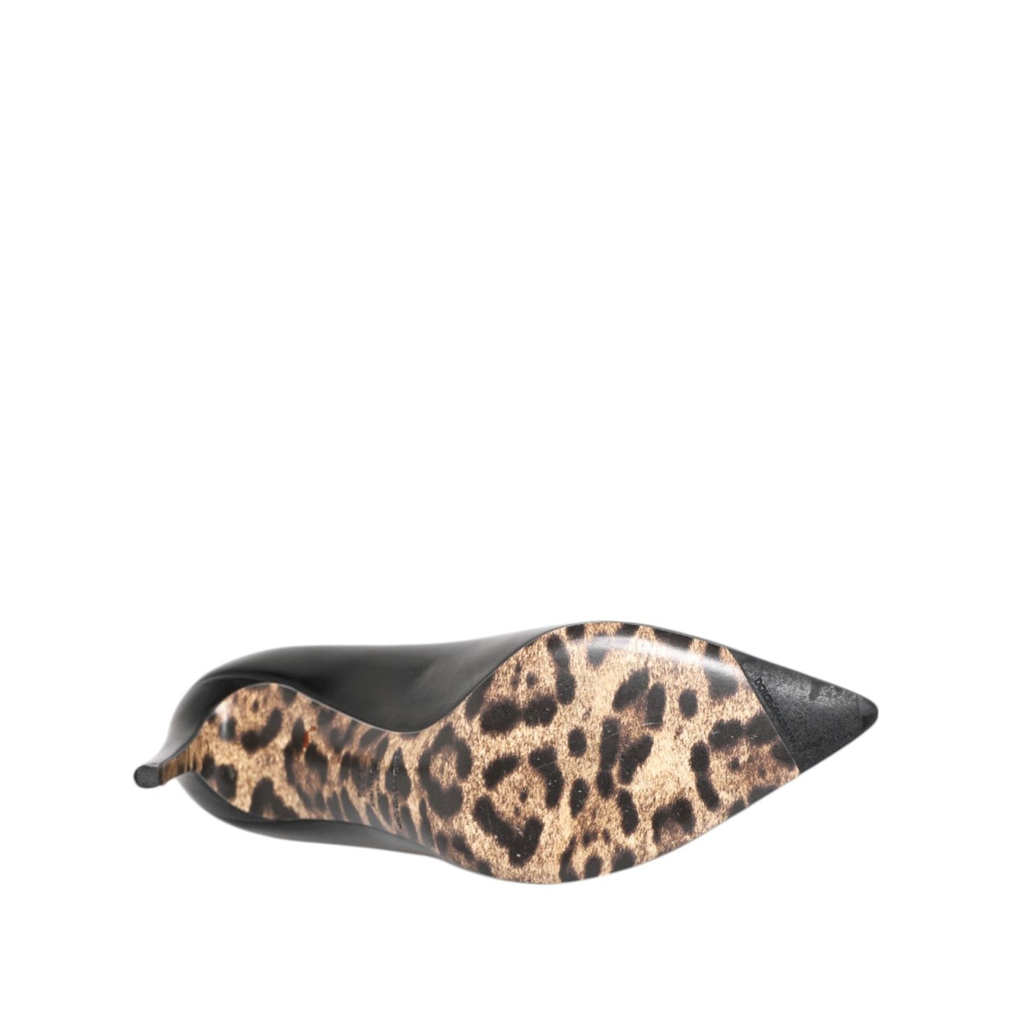 Dolce & Gabbana Black Calf Leather Stiletto Heels Pumps Shoes LA12788-37.5