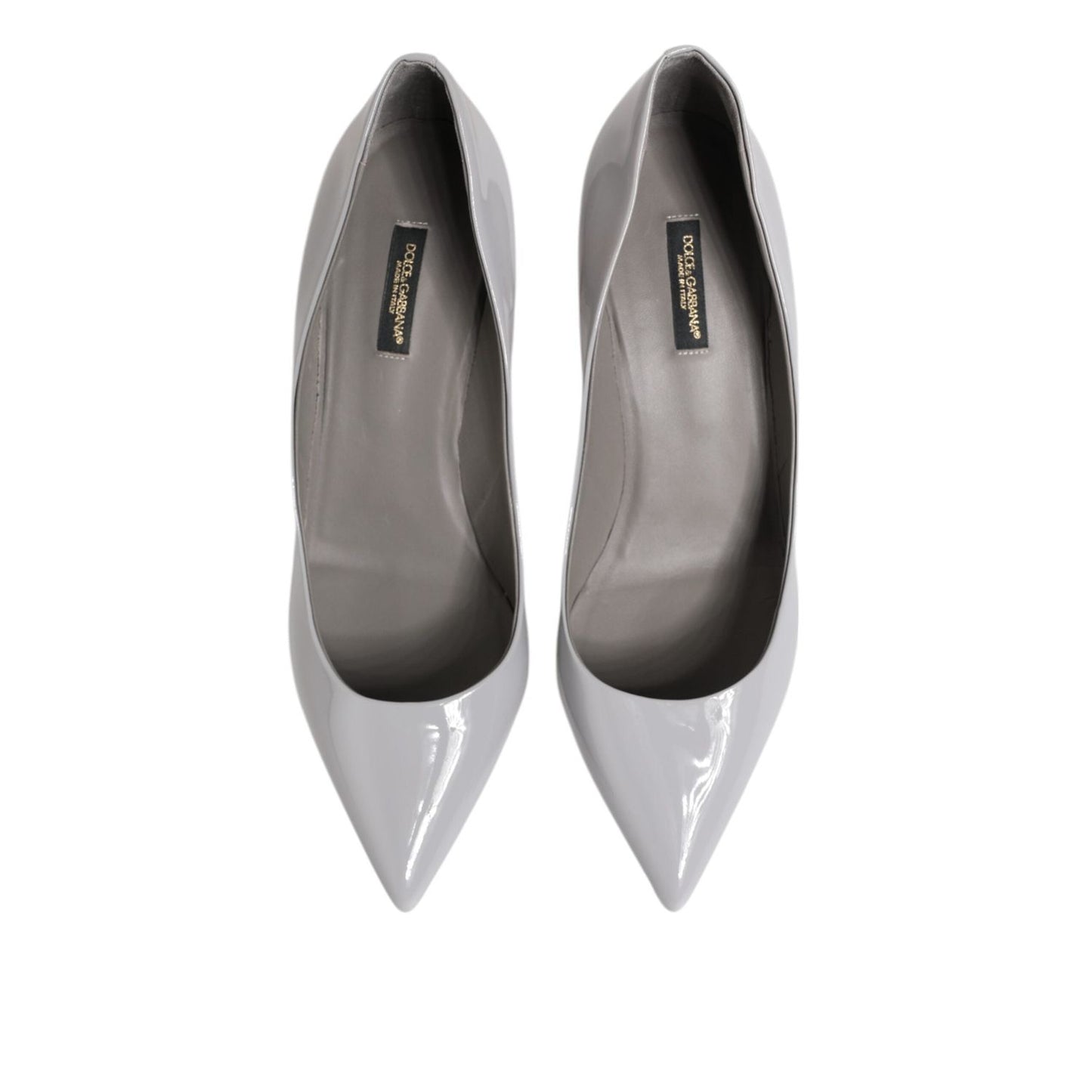 Dolce & Gabbana Light Gray Leather Kitten Heels Pumps Shoes LA12794-39